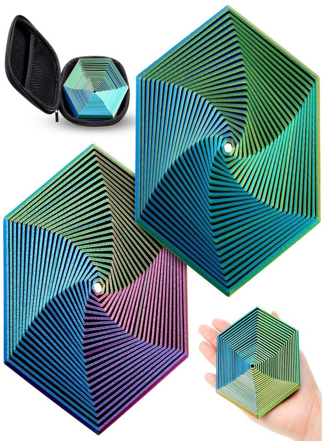 Seenelling 2 Pcs Fractal Fidget Hexagon 4.72 Inch 3D Printed Anti Stress Sensory Tool for Adults Mindful Meditation Tool Geometric Hexagon Spiral for Anxiety Relief Christmas Birthday Gift(Multicolor) - Image 1